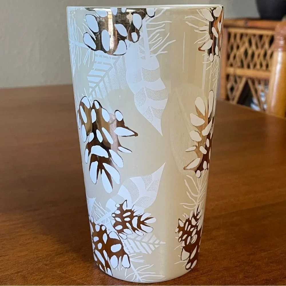 Starbucks 2020 Holiday Pinecone Ceramic Tumbler with Leaf Design 12 oz. - Picture 5 of 11